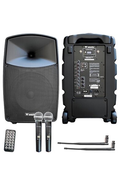 Westa Wap-10505 Aktif Seyyar Anfi Uhf 2 El Mikrofonlu 25cm 200 Watt Bluetooth...