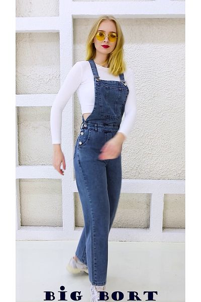 EREN STYLE Salopetă și salopetă din denim cu nasturi laterale