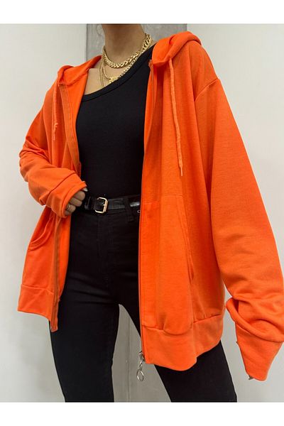 Modamorfo Kapuzenpullover mit Kängurutasche und Reißverschluss