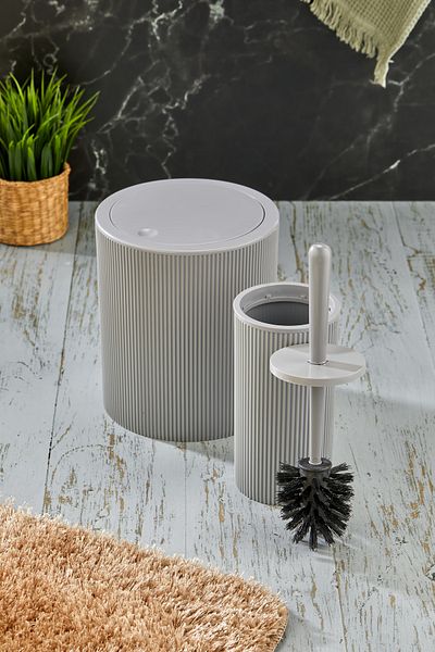 Homie Round Bathroom Set - Line 2, Trash Can and Wc Brush Set
