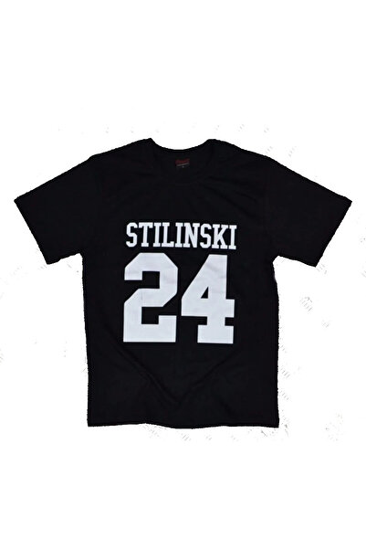 fame-stoned تي شيرت Stilinski 24 مطبوع باللون الأسود للجنسين - 100% قطن