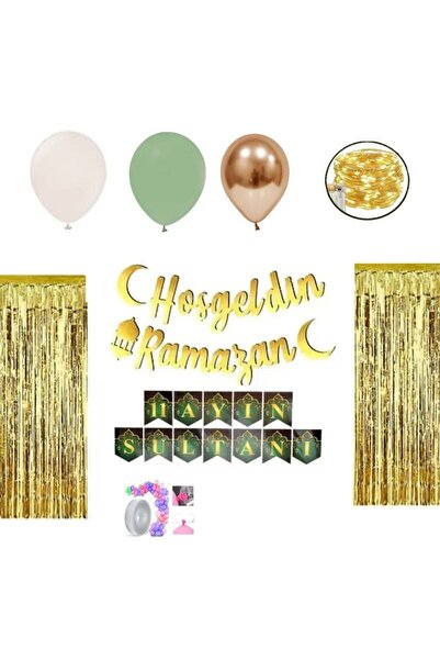Hayaller Dükkanı Ramazan Süsleri Led Işılı Perdeli Set 13 Balonlu-