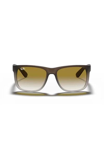 Ray-Ban Ray Ban Man Square Justin Sunglasses- Rb 4165 - Lense Size:55mm - Rubber Brown On Grey
