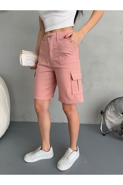 alanora High Waist LYcra Women's Bermuda Shorts - with Cargo Pocket