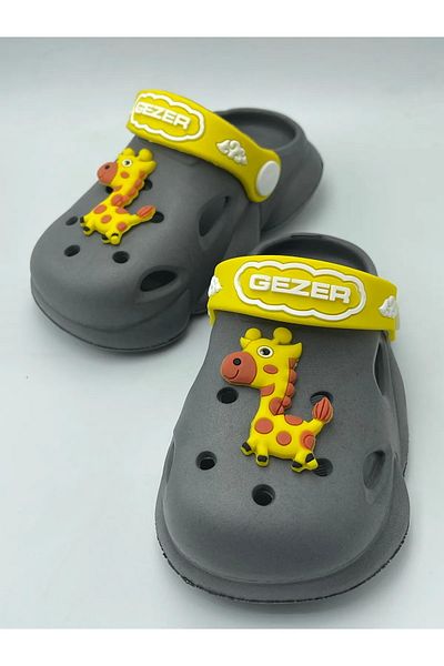 GEZER Пантофки за момче - Zurafa Grey Yellow, неплъзгаща се подметка