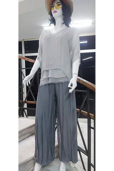 EREN STYLE Italian Corset Waisted Lined Silk Pants