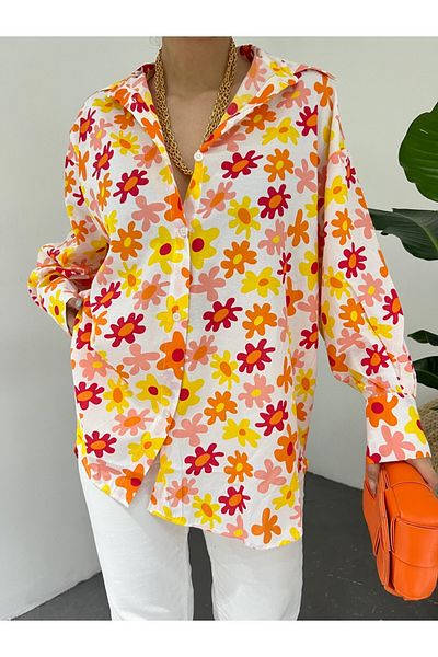 Modamorfo Hemd mit Blumenmuster und langem Rücken