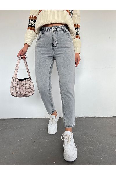 Modamorfo Jeans mit hoher Taille und elastischem Bund