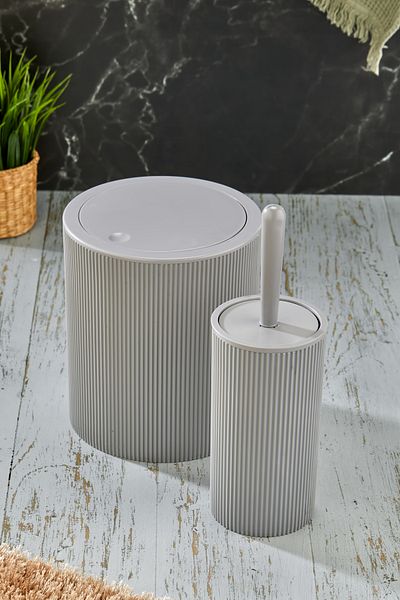 Homie Round Bathroom Set - Line 2, Trash Can and Wc Brush Set