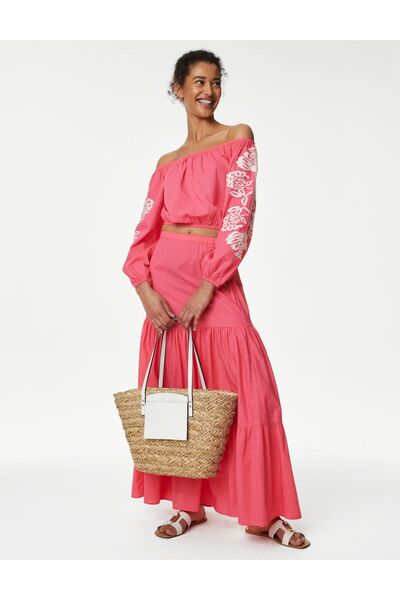 Marks & Spencer Saf Pamuklu Midi Plaj Eteği