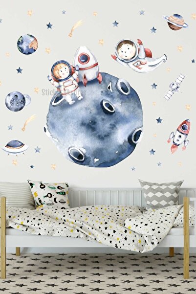 Sticker Ekspres Uzaya Yolculuk Uzay Temalı Çocuk Odası Duvar Sticker Seti