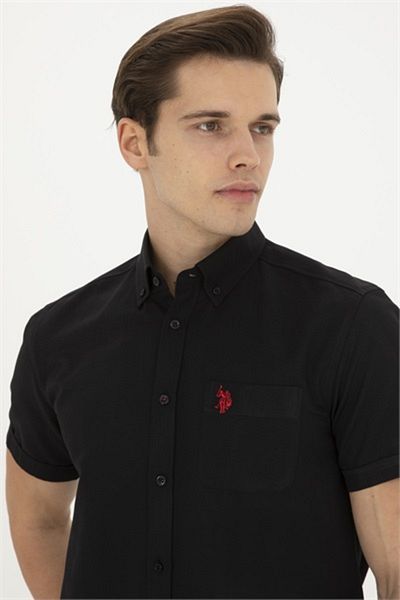 U.S. Polo Assn. ΚΟΝΤΟΜΑΝΙΚΙ ΜΑΥΡΟ ΠΟΥΚΑΜΙΣΟ ΑΜΕΡΙΚΑΝΙΚΟ POLO ASSNMEN'S κανονική εφαρμογή