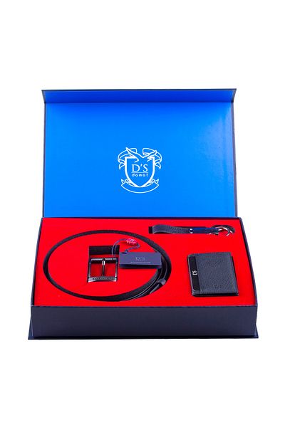D'S Damat Set breloc cu port card cu centură negru