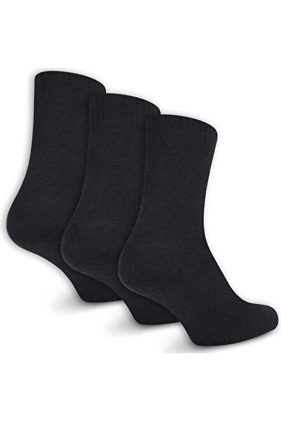 Lonca Tekstil 3-Piece Women's Thermal Towel Socks Black Color