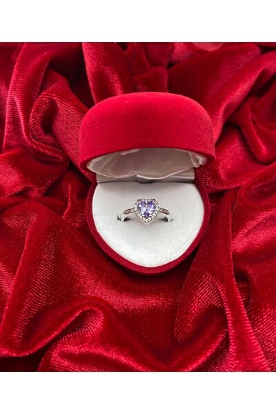 merraaksesuar Sevgililer Günü Hediye Paketi Kalpli Kutuda Ayarlanabilir Mor T...