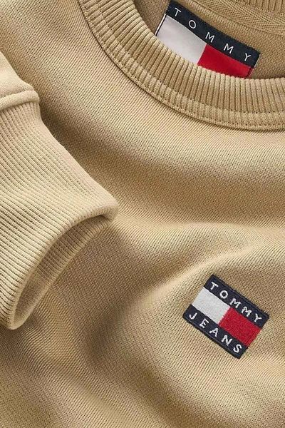 Tommy Hilfiger Tommy Jeans Tjm Reg Badge Crew Ext Men's Beige Sweatshirt Dm0Dm20660Act