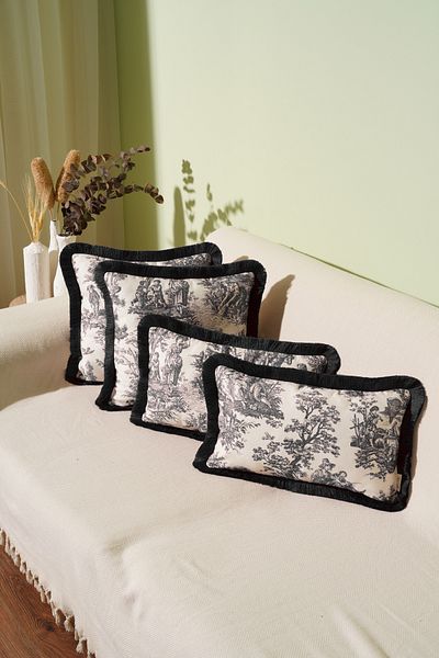 Alseko Concept Decorativ cu ciucuri 2 buc. 43x43cm, 2 buc. Husa de perna 30x50cm