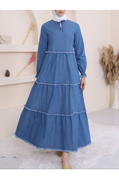 Modamorfo Dreiteiliges Kleid aus gewaschenem Denim