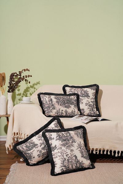 Alseko Concept Decorativ cu ciucuri 2 buc. 43x43cm, 2 buc. Husa de perna 30x50cm