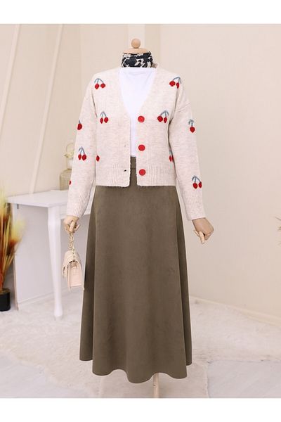 Modamorfo Cherry Pattern Short Cardigan