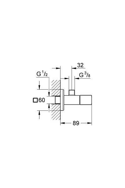 Grohe Eurocube Intermediate Tap 1/2" Inlet, 3/8 Outlet -22012000