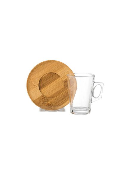 Dania Clear Glass Tea Set with Bamboo Saucers