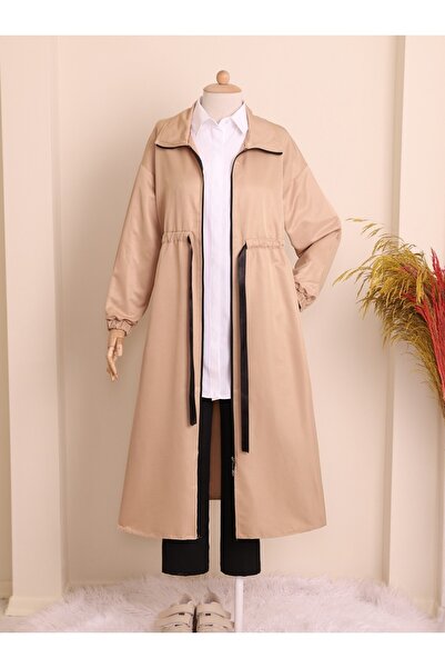 Modamorfo Dik Yaka Tünel Bağcıklı Trenc -vizon