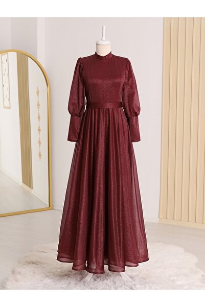 Modamorfo فستان سهرة بأكمام بالون من التول اللامع