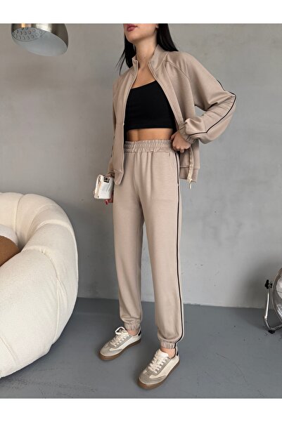 alanora Γυναικείο κοστούμι αθλητικής φόρμας με ριγέ φερμουάρ