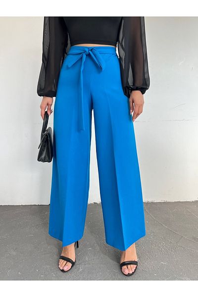 Modamorfo Double Wide Leg Trousers with Lace Waist