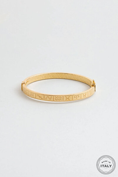 So CHIC... Zodyak Dünyası 18 Ayar Sarı Altın Kaplama Gümüş Kelepçe Bileklik