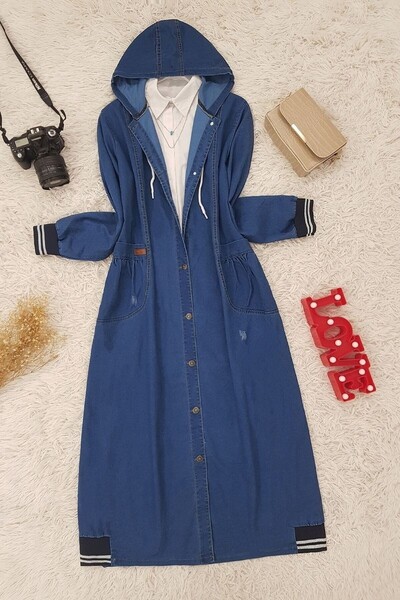 Modamorfo Modrá džínová čepice - Sukně s gumovým detailem