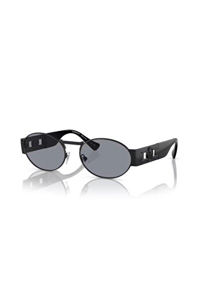 Versace 2264 1261/1 56 Unisex Oval Black Metal Sunglasses