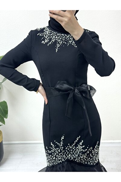 Modamorfo Rock Layered Pearl Stone Detailliertes Gürtelkleid