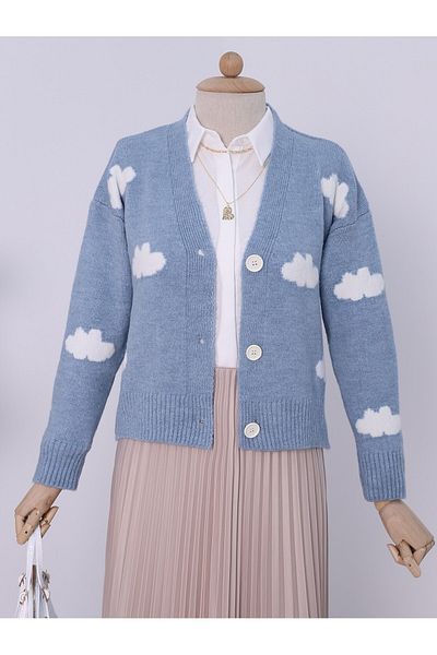 Modamorfo Cardigan scurt cu model de nor