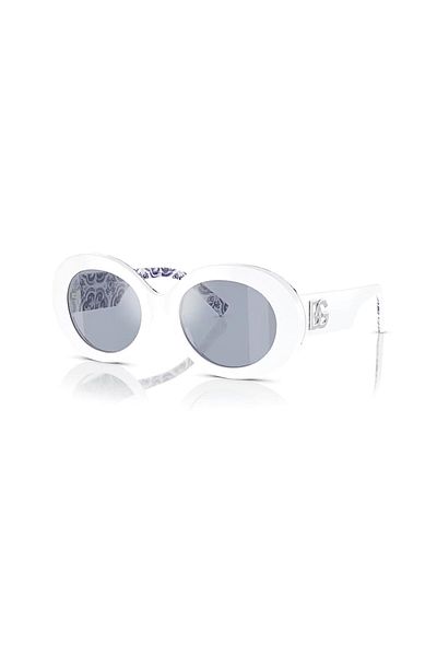 Dolce&Gabbana Dolce & Gabbana Woman Oval Sunglasses- Dg 4448 - Lense Size:51mm - White On Blue Maiolica