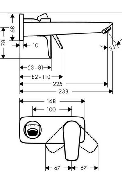 Hansgrohe Single Arm Talis E Built-In Sink Faucet - 225 through the Wall - 71734000