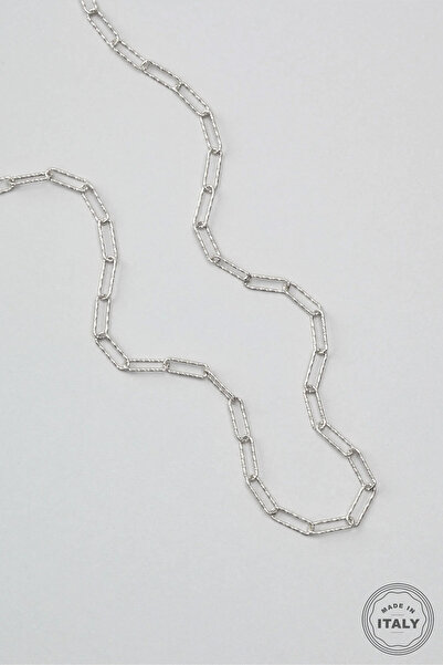 So CHIC... İtalyan 18 Ayar Beyaz Altın Kaplama 60 Cm Gümüş Zincir Kolye