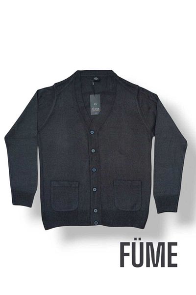 Özay Baba Wool Cardigan με τσέπες, απλό, κανονικό και μεγάλο μέγεθος Πρωτότυπο προϊόν κορυφαίας ποιότητας