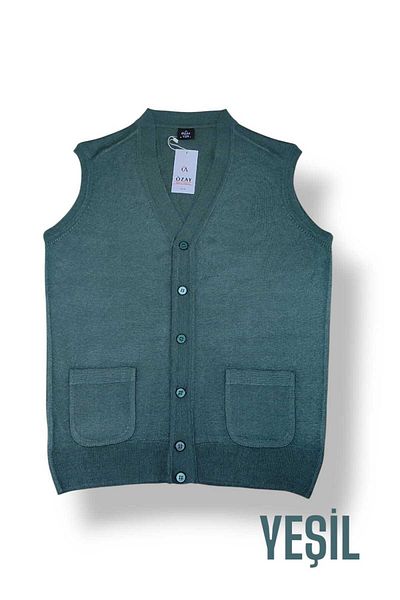 Özay Daddy Wool Vest with Pocket, Straight,Normal and Large Size Licra Original Top Quality Product