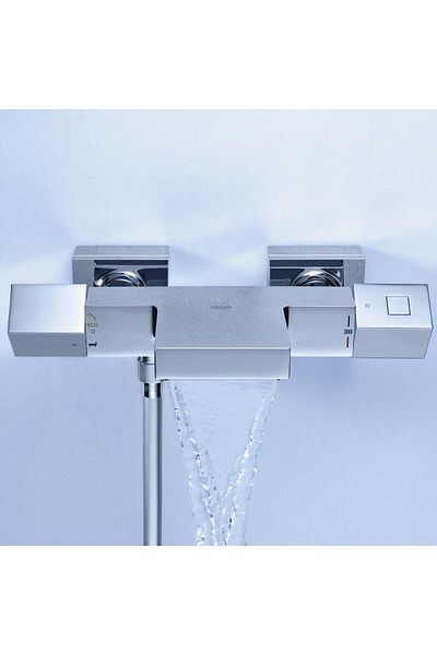 Grohe Baterie cada cu termostat Grohe Cube, montare aparenta, diverter, protectie reflux, waterfall, Crom