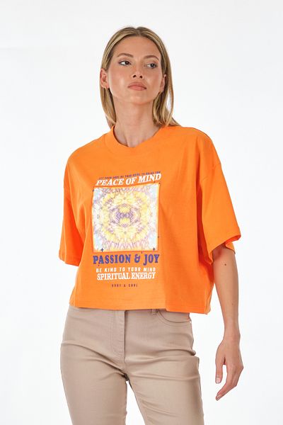 ONLY Lina Women's Orange T-Shirt ( 15290576 -Rngp)