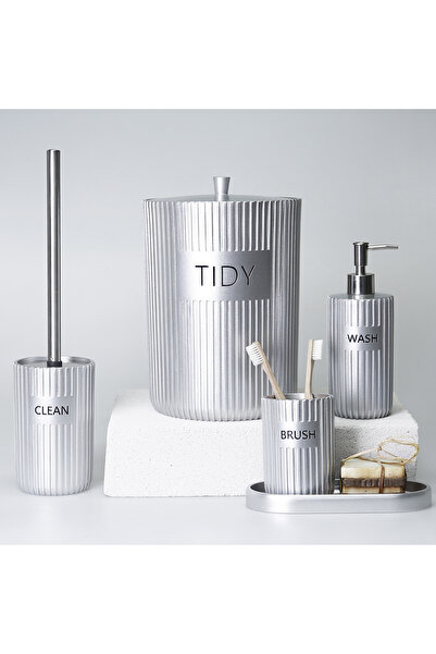 Selim Grooved Banyo Seti Gümüş