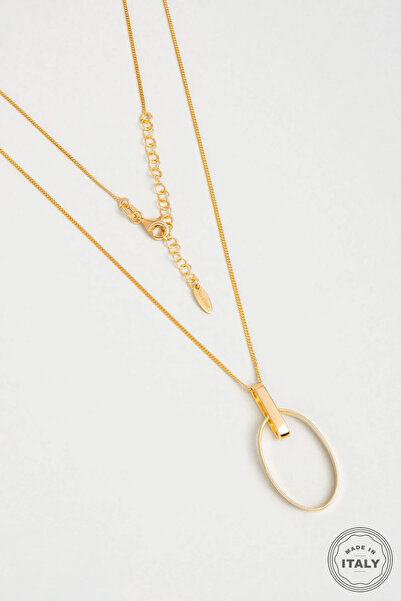 So CHIC... İtalyan 18 Ayar Sarı Altın Kaplama 50 Cm Gümüş Kolye