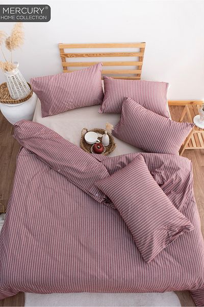 Mercury Claret Red Double Duvet Cover Set - Cotton and Elastic Sheet