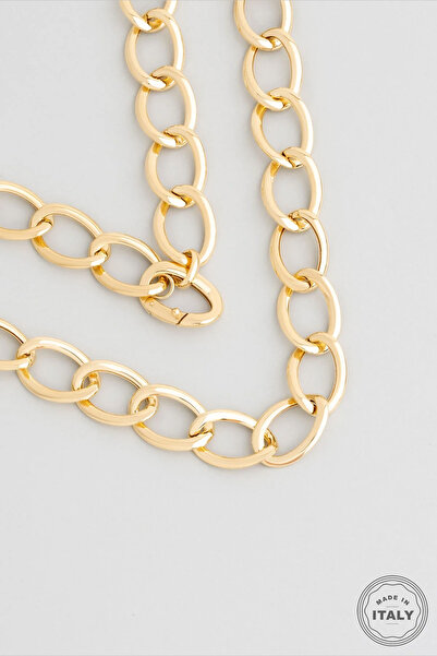 So CHIC... Modern İtalyan 18 Ayar Sarı Altın Kaplama 44 Cm Gümüş Kolye