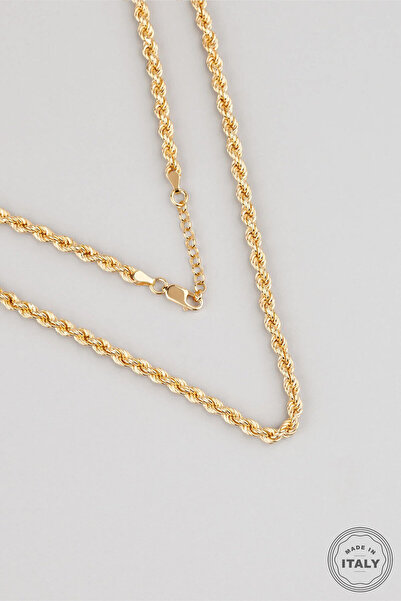 So CHIC... İtalyan 18 Ayar Sarı Altın Kaplama Gümüş 45 Cm Kolye