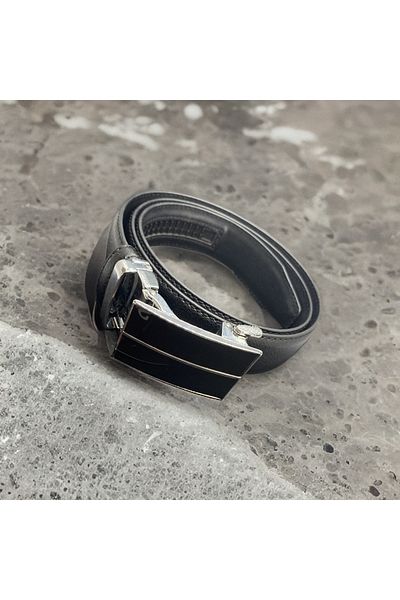 SÜZER Black Leather Men's Belt with Smart Buckle, Meeting Elegance and Practicality - Comfort and Style in One!