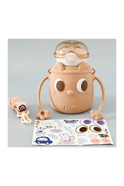 Fab N Funky Cuddly Pals Super Bear Sipper Water Bottle With Strap & Stickers,...