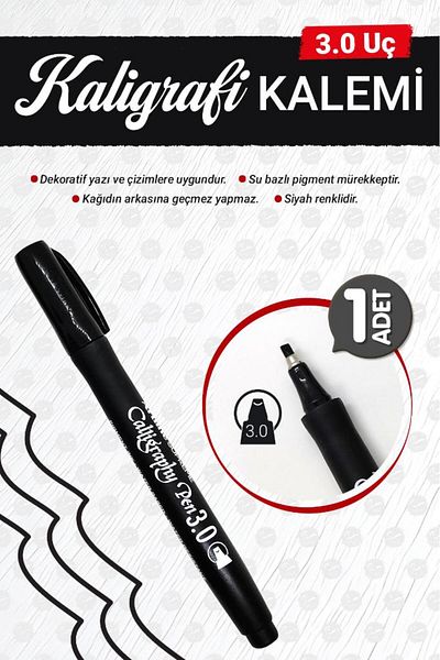 t tuğset etiket Artline Supreme Calligraphy Pen 3.0 mm Black -Calligraphy Pen-T1154